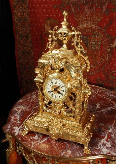 fig 2. Very Large Gilt Brass Clock with Lions ~ French - Circa 1880.